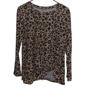 🌹NILOUFO ANIMAL PRINT TIE KNOT BLOUSE